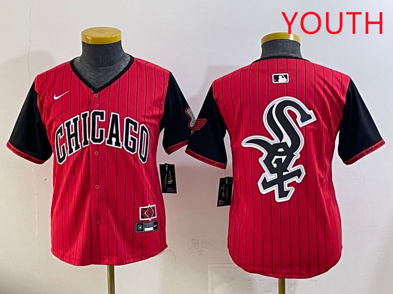 Youth Chicago White Sox Blank Red Stripe Joint Name Nike 2025 MLB Jersey style 22